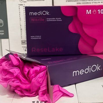 MediOk ROSE LAKE Нитриловые перчатки, нестерильные, без пудры, розовые, размер M 22669 фото