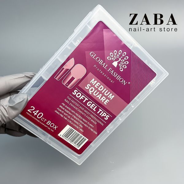 Гелеві тіпси для нарощування нігтів Середній квадрат Global Fashion, 240 шт 41618 фото