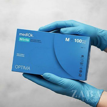 MediOk Optima размер M, Нитриловые перчатки, нестерильные, без пудры, голубые 25046 фото