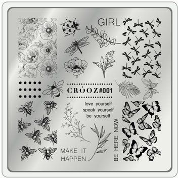 Пластина для стемпінгу Crooz №01 | метелики, квіти, надписи, абстракція 25097 фото