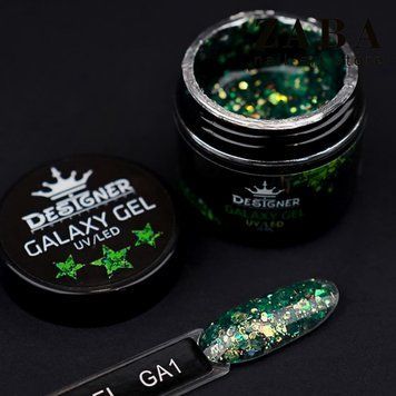 Designer Professional Galaxy Gel Глитерный гель GA-01, 10 мл 62316 фото