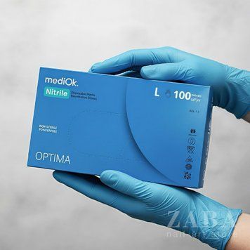MediOk Optima размер L, Нитриловые перчатки, нестерильные, без пудры, голубые 25047 фото