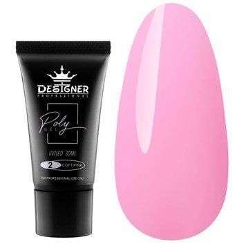 Designer professional Polygel Soft Pink №2 - полігель в тубі, 30 г 62483 фото