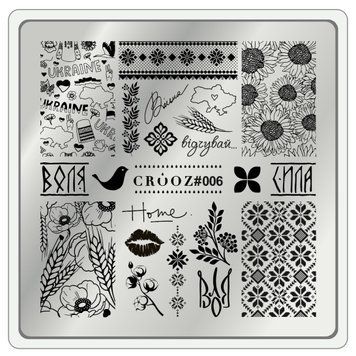 Пластина для стемпінгу Crooz №06 | українська тематика, символи, квіти, фрази 25101 фото