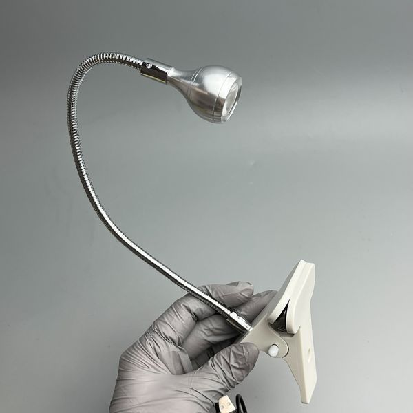 LED лампа-фонарик прищепка, гибкая с USB-разъемом, 3V/5V, silver 100819 фото