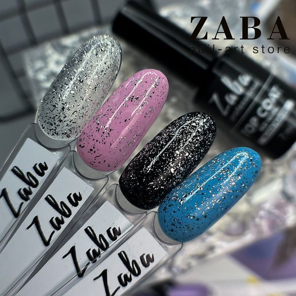 Zaba professional топ без липкого шару зі срібними пластівцями Silver Flakes 7 ml 61908 фото