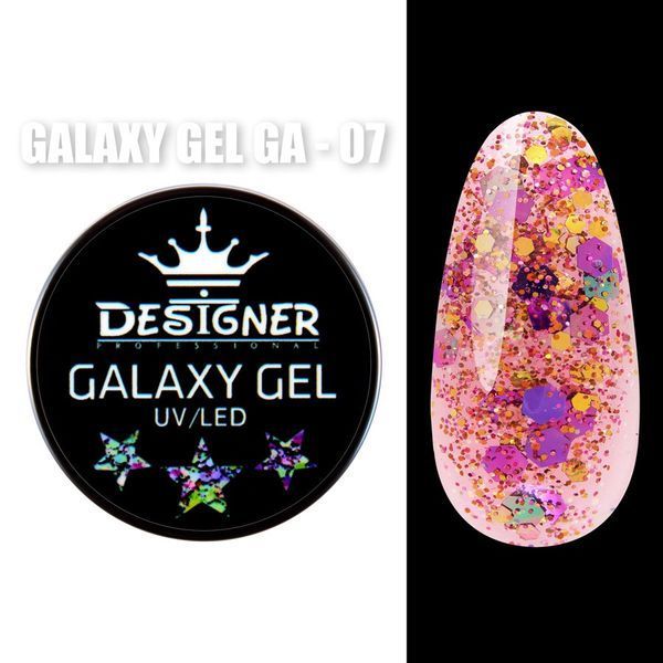 Designer Professional Galaxy Gel Глитерный гель GA-07, 10 мл 62322 фото
