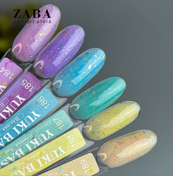 Designer Professional Yuki base 184 - Кольорова база з пластівцями Юкі, 9 мл 62631 фото