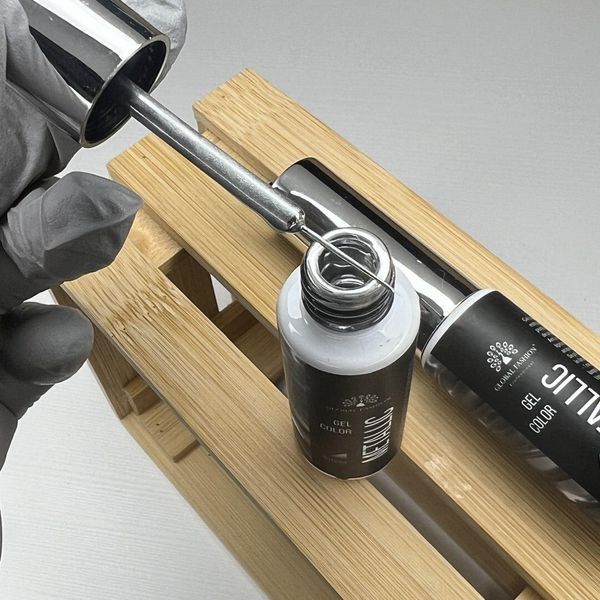 Global Fashion Metallic Gel Silver &ndash; Краска &laquo;Жидкий металл&raquo; флакон с кистью, 8 мл 32320 фото