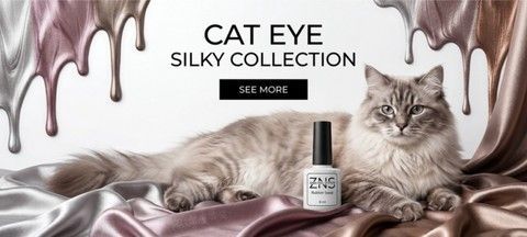 Коллекция гель‑лаков Кошачий Глаз ZNS Silky Cat Eye на главном баннере сайта