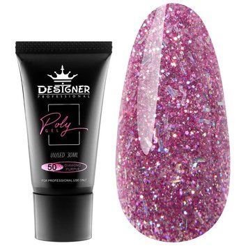 Designer professional Polygel Diamond Purple №50 - полігель в тубі, 30 г 62512 фото