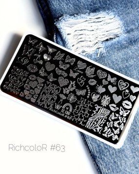 Пластина для стемпінгу RichColor‑063 | метелики, губи, серця, квіткові мотиви 25109 фото
