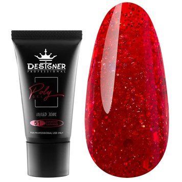 Designer professional Polygel Diamond Dark Red №51 - полігель в тубі, 30 г 62513 фото