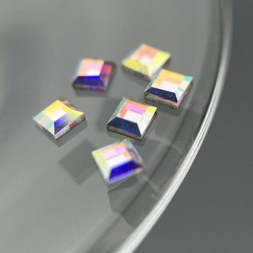Скляний декор Квадрат Crystal AB 3*3 мм, 6 шт 70-33 фото