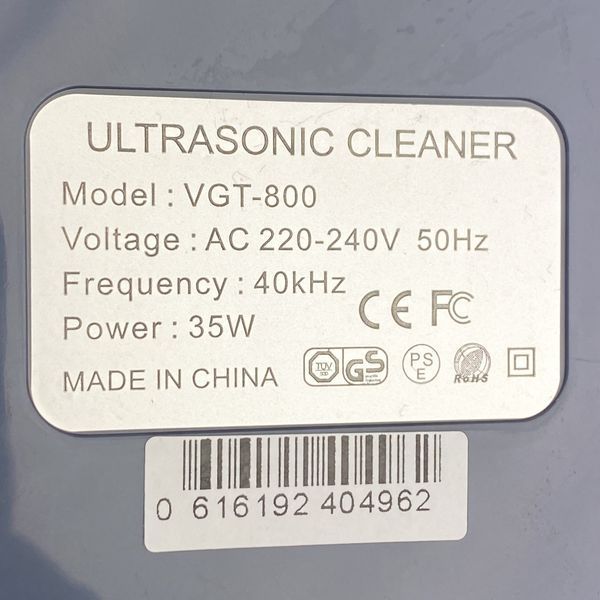 Стерилизатор ультразвуковой (мойка) Ultrasonic Cleaner VGT-800, 600 мл 1260 фото
