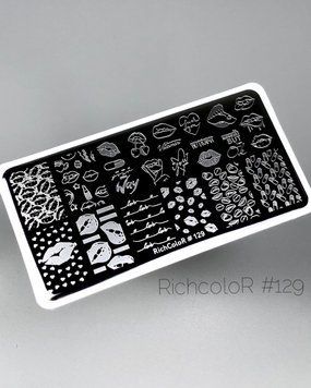 Пластина для стемпінгу RichColor‑129 | губи, поцілунки, написи, емоції 25115 фото