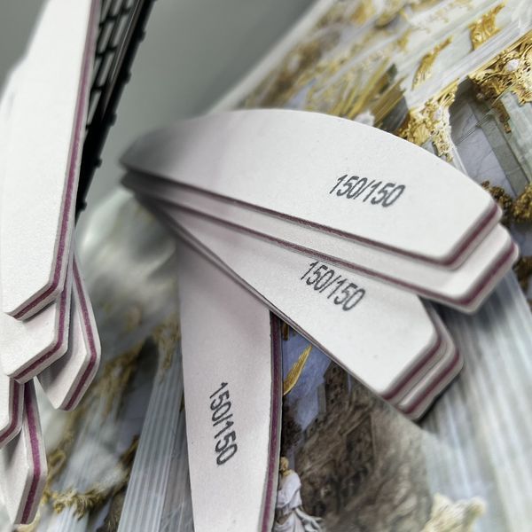 Пилка для нігтів дуга біла 150/150, 10 шт 32232 фото