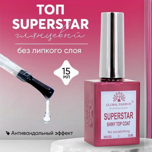 Топ без липкого шару Superstar Shiny Global Fashion 15 мл 100846 фото