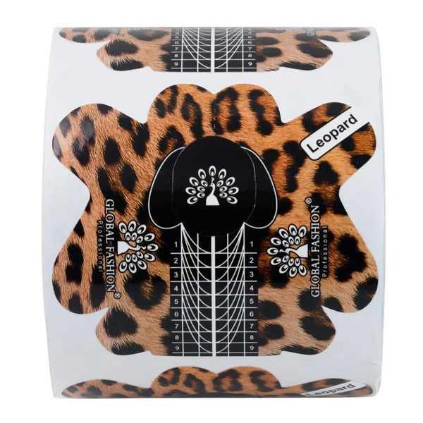 Одноразові форми для нігтів, стилет, 300 шт Global Fashion Leopard 22656 фото