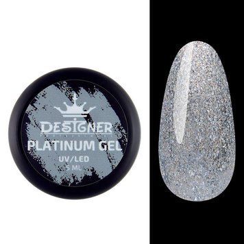 Гель с шиммером 007 Platinum Gel Designer Professional, 5 мл 62187 фото