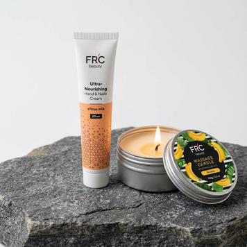 Масажна свічка Banana та крем для рук та нігтів FRC Beauty Sweet Mango 20 мл 25080 фото