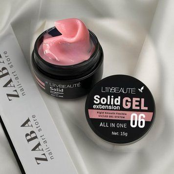 Гель твердий для моделювання та зміцнення нігтів Lilly Beaute Solid Gel №06 - 15g 24845 фото