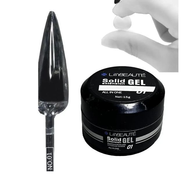 Гель твердый для моделирования и укрепления ногтей Lilly Beaute Solid Gel №01 - 15g 70078 фото