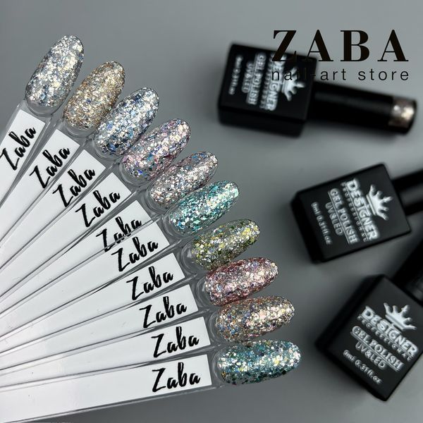 Designer Professional Glow Glitter 570 - Гель-лак с хлопьями Хамелеон разных размеров и глиттером 9 мл 62403 фото