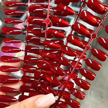 Гелеві тіпси МІКС ФОРМ "Котяче око Red" для нігтів 120 шт 24888 фото