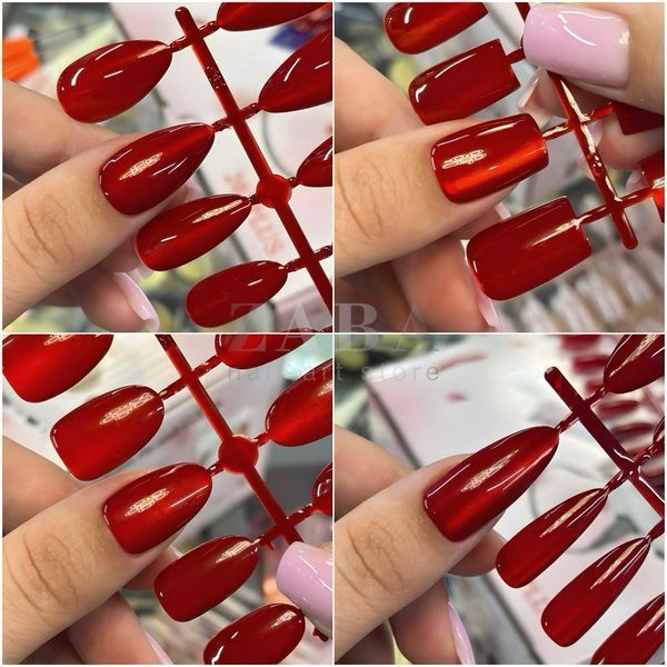 Гелеві тіпси МІКС ФОРМ "Котяче око Red" для нігтів 120 шт 24888 фото